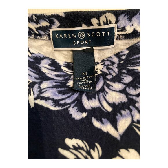 Karen Scott Dark Navy Floral Print Dress - Picture 3 of 3